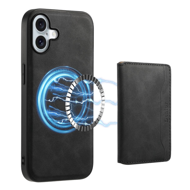 Denior D13 Retro Texture Leather MagSafe Card Bag Phone Case, For iPhone 17 Pro Max, For iPhone 17 Pro, For iPhone 17, For iPhone Air, For iPhone 16 Pro Max, For iPhone 16 Pro, For iPhone 16 Plus, For iPhone 16
