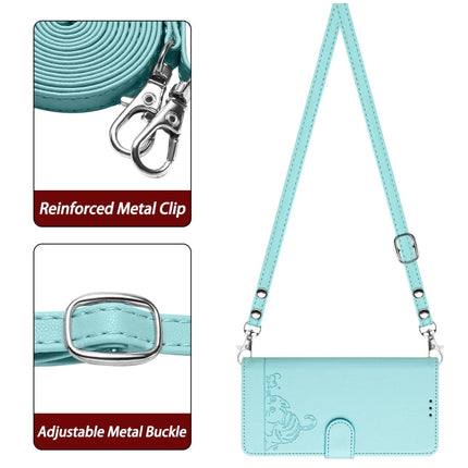 Cat Rat Embossed Pattern RFID Leather Phone Case with Lanyard, For iPhone 15, For iPhone 14 Plus, For iPhone 14/13, For iPhone 14 Pro