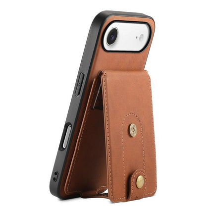 Denior D14 NK Retro Pattern MagSafe Magnetic Card Holder Leather Phone Case, For iPhone 17 Pro Max, For iPhone 17 Pro, For iPhone 17, For iPhone Air, For iPhone 16 Pro Max, For iPhone 16 Pro, For iPhone 16 Plus, For iPhone 16