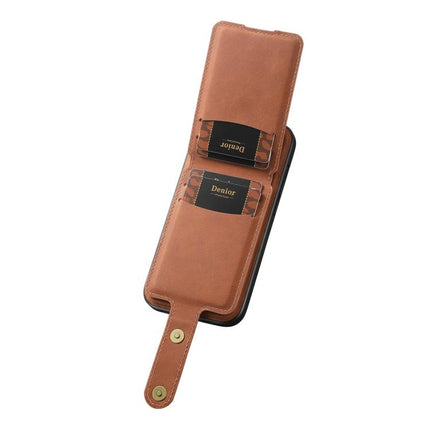 Denior D14 NK Retro Pattern MagSafe Magnetic Card Holder Leather Phone Case, For iPhone 17 Pro Max, For iPhone 17 Pro, For iPhone 17, For iPhone Air, For iPhone 16 Pro Max, For iPhone 16 Pro, For iPhone 16 Plus, For iPhone 16