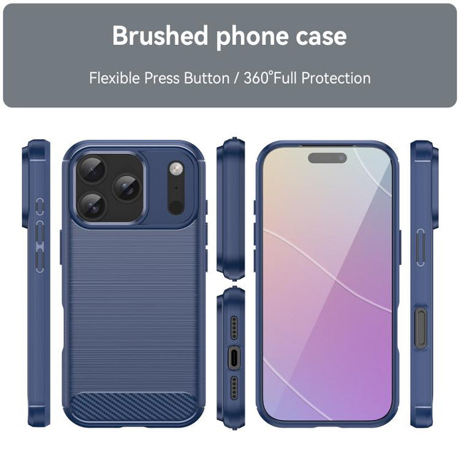 Brushed Texture Carbon Fiber TPU Phone Case, For iPhone 18 Pro / 17 Pro, For iPhone 18 Pro Max / 17 Pro Max, For iPhone 17e / 16e, For iPhone 17, For iPhone Air, For iPhone 16 Pro Max, For iPhone 16 Pro, For iPhone 16 Plus