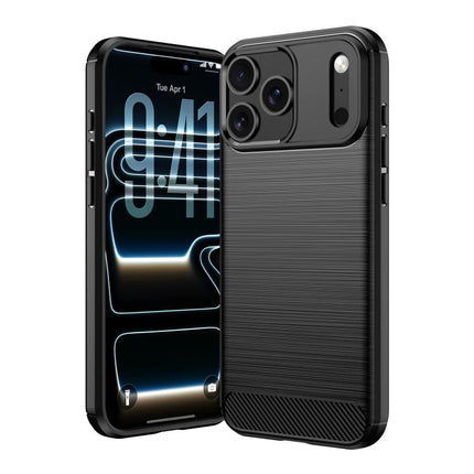 Brushed Texture Carbon Fiber TPU Phone Case, For iPhone 18 Pro / 17 Pro, For iPhone 18 Pro Max / 17 Pro Max, For iPhone 17e / 16e, For iPhone 17, For iPhone Air, For iPhone 16 Pro Max, For iPhone 16 Pro, For iPhone 16 Plus