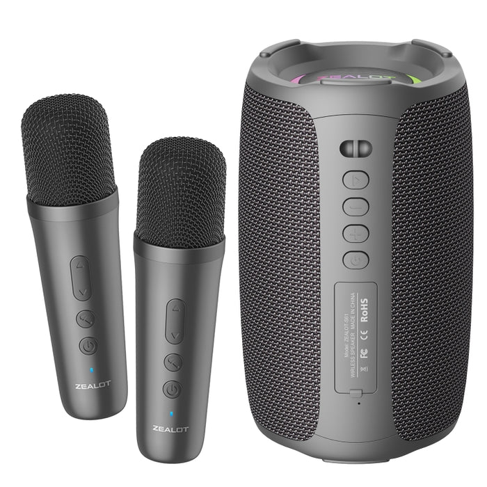Zealot S61M RGB Rhythmic Light Karaoke Wireless Speaker, Style:Dual Mic(Black)