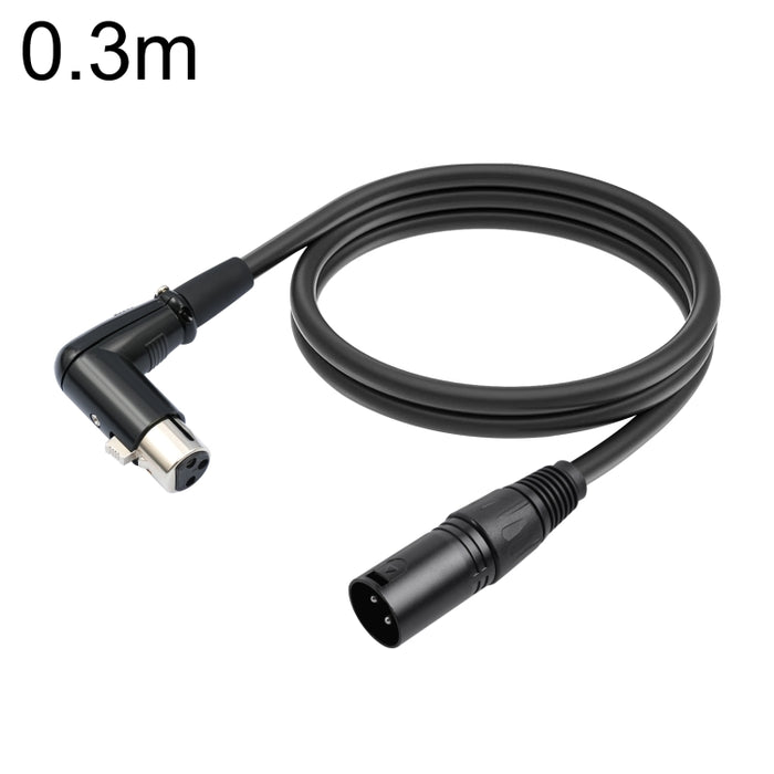 XK041L XLR 3pin Straight Male to Elbow Female Audio Cable, 0.3m, 1m, 2m, 3m, 5m, 10m