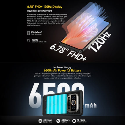 Ulefone Armor 25T Pro Rugged Phone, Thermal Imaging, 6.78 inch Android 15 MediaTek Dimensity 6300 Octa Core, Network: 5G, NFC, 8GB+256GB