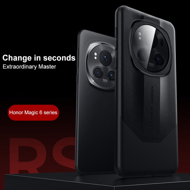 SULADA Splicing Plain Leather PC Shockproof Phone Case, For Honor Magic6 Pro, For Honor Magic6