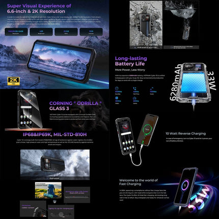 HOTWAV Cyber 15, IP68/IP69K Rugged Phone, 6280mAh, 6.6 inch Android 13 MediaTek MT6789 Helio G99 Octa Core, Network: 4G, NFC, OTG