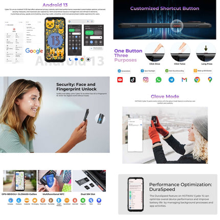 HOTWAV Cyber 15, IP68/IP69K Rugged Phone, 6280mAh, 6.6 inch Android 13 MediaTek MT6789 Helio G99 Octa Core, Network: 4G, NFC, OTG