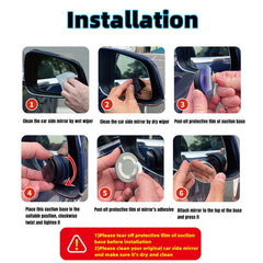 3R 3R-357 Car Suction Cup Auxiliary Side View Mirror Round Blind Spot Mirror