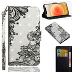 For iPhone 12 mini / Diagonal Black Flower