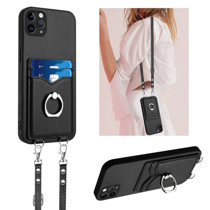 R20 Crossbody Rope Ring Card Holder Phone Case, For iPhone 12 mini, For iPhone 11 Pro Max, For iPhone 11, For iPhone 11 Pro
