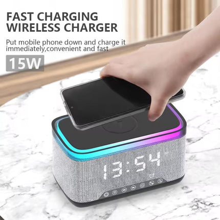 AEC S300 Portable 10W Power Multifunction Bluetooth Speaker Alarm Clock Wireless Charger, S300