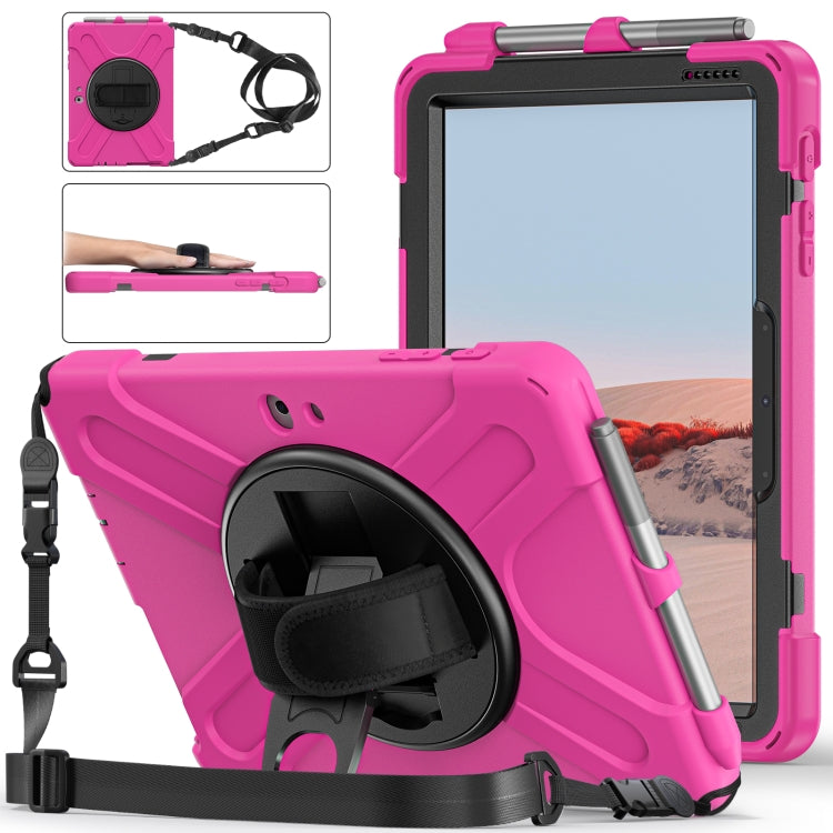 Shockproof Colorful Silicone + PC Protective Case with Holder & Shoulder Strap & Hand Strap & Pen Slot, For iPad 10.2 2021 / 2020 / 2019, For Microsoft Surface Go 2