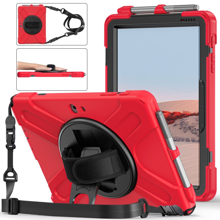 Shockproof Colorful Silicone + PC Protective Case with Holder & Shoulder Strap & Hand Strap & Pen Slot, For iPad 10.2 2021 / 2020 / 2019, For Microsoft Surface Go 2