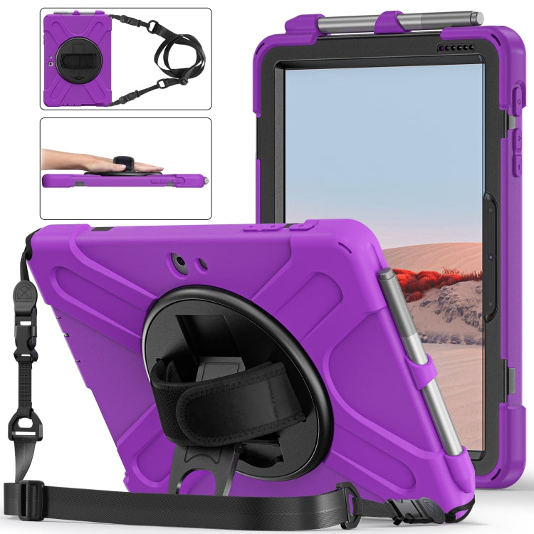 Shockproof Colorful Silicone + PC Protective Case with Holder & Shoulder Strap & Hand Strap & Pen Slot, For iPad 10.2 2021 / 2020 / 2019, For Microsoft Surface Go 2