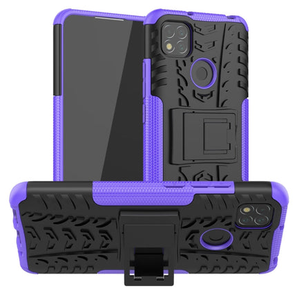 Tire Texture Shockproof TPU + PC Protective Case with Holder, For Xiaomi Redmi 9C, For OPPO Realme C15