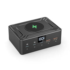 190W LED Display 3 x Type-C + 2 x USB Multi Ports Charger Support QI Wireless Charging, 190W