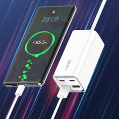LDNIO A4610C PD65W Dual USB-C / Type-C + Dual USB Fast Charger, Cable Length: 1.5m, EU Plug·, A4610C (UK Plug), US Plug