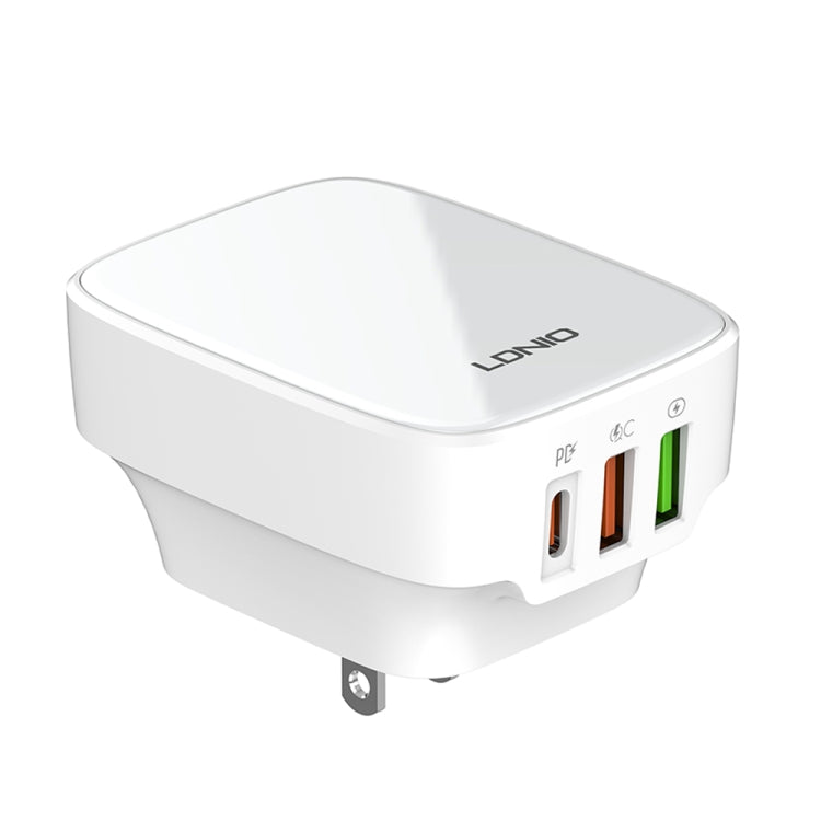 LDNIO Q334 32W Type-C + Dual USB Port Charger with 1m Micro USB Data Cable, EU Plug, UK Plug, US Plug