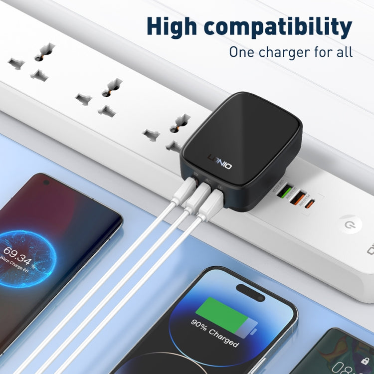 LDNIO Q334 32W Type-C + Dual USB Port Charger with 1m Micro USB Data Cable, EU Plug, UK Plug, US Plug