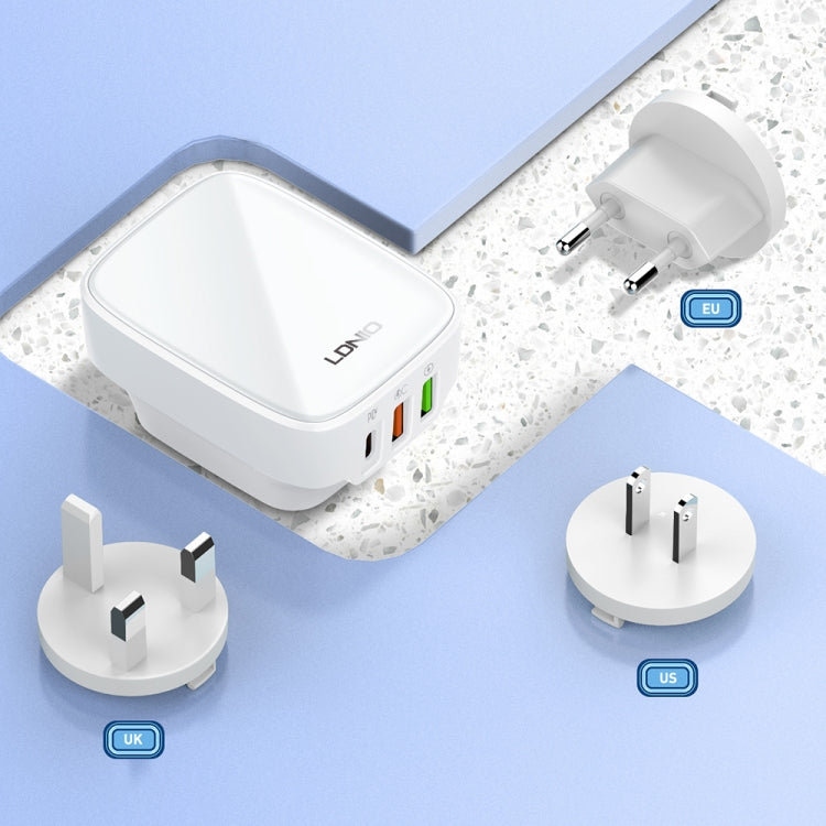 LDNIO Q334 32W Type-C + Dual USB Port Charger with 1m Micro USB Data Cable, EU Plug, UK Plug, US Plug