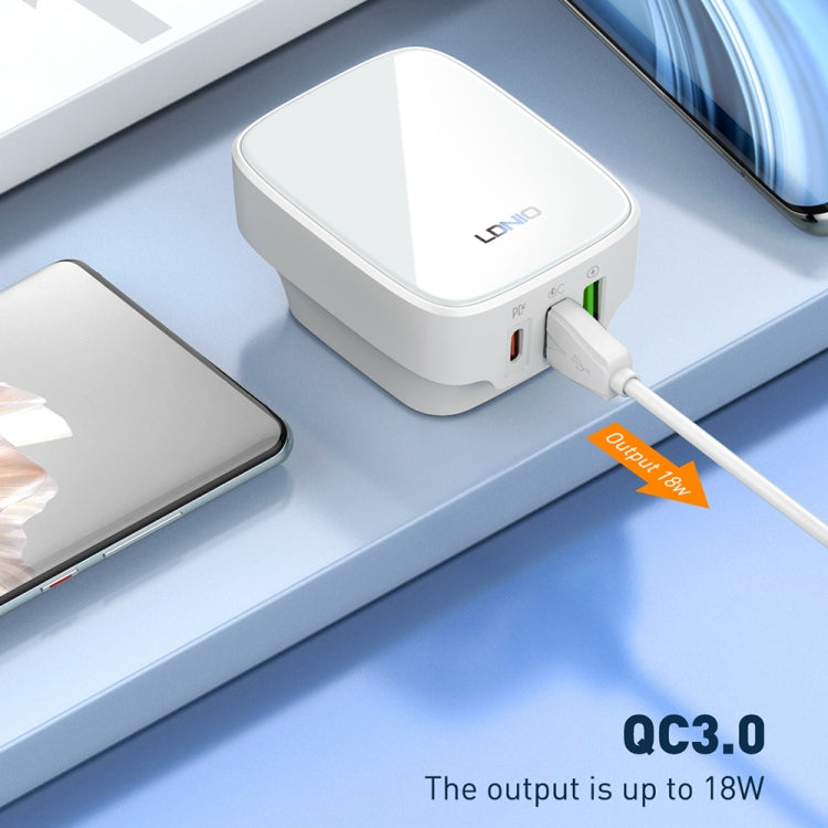 LDNIO Q334 32W Type-C + Dual USB Port Charger with 1m Micro USB Data Cable, EU Plug, UK Plug, US Plug