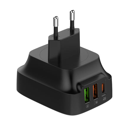 LDNIO Q334 32W Type-C + Dual USB Port Charger with 1m USB-C / Type-C to USB-C / Type-C Data Cable, EU Plug, UK Plug, US Plug