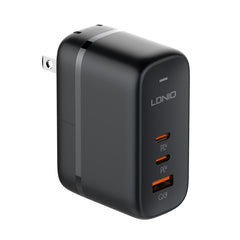 LDNIO Q366 65W USB + Dual Type-C Port Charger with 1m USB-C / Type-C to USB-C / Type-C Data Cable, EU Plug, UK Plug, US Plug