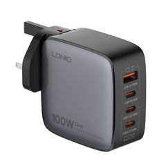 LDNIO Q408 100W GaN USB+3 USB-C / Type-C Interface Charger with 1m 100W USB-C / Type-C to USB-C / Type-C Data Cable, EU Plug, UK Plug, US Plug