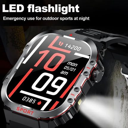 G45 2.01 inch Screen Silicone Strap 10m Waterproof Smart Watch, Support Flashlight / Bluetooth Call / HRV
