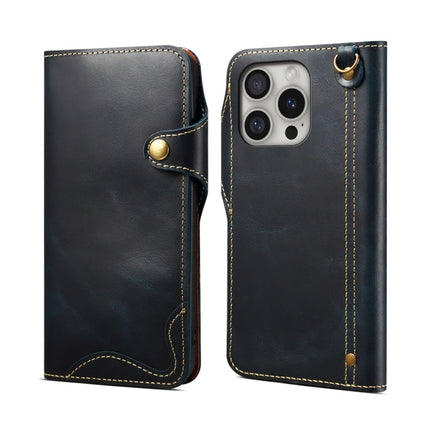 Denior B01 Oil Wax Cowhide Magnetic Button Genuine Leather Case, For iPhone 16e, For iPhone 16 Pro Max, For iPhone 16 Pro, For iPhone 16 Plus