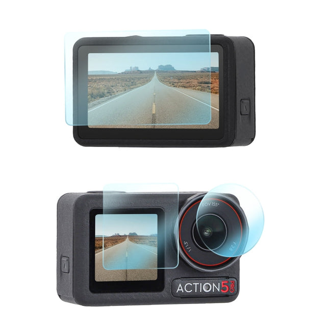 For DJI Osmo Action 5 Pro Sunnylife 3 in 1 Lens Protector Front and Rear Screen Tempered Glass Films