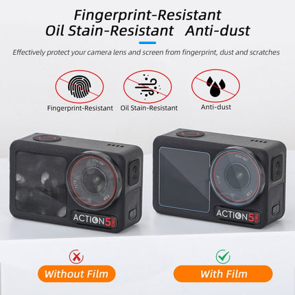 For DJI Osmo Action 5 Pro Sunnylife 3 in 1 Lens Protector Front and Rear Screen Tempered Glass Films