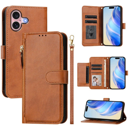 Multi-Card Slots Zipper Wallet Leather Phone Case, For iPhone 16, For iPhone 15 Pro Max, For iPhone 15 Pro, For iPhone 15 Plus