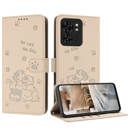 Embossed Kitten Phone Leather Case with Lanyard, For Motorola Moto G14, For Motorola Moto G Stylus 2023 4G, For Motorola Edge 40