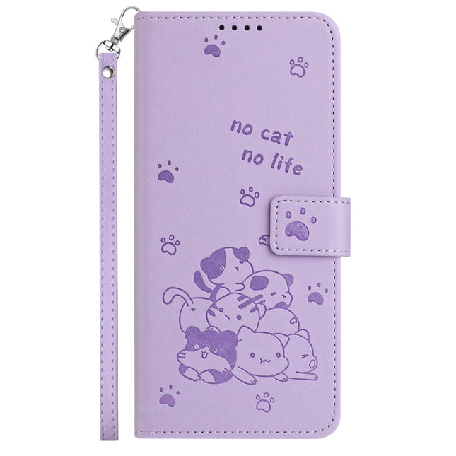 Embossed Kitten Phone Leather Case with Lanyard, For Motorola Edge 50 Fusion, For Motorola Moto G 5G 2024, For Motorola Moto G Stylus 5G 2024, For Motorola Moto G34