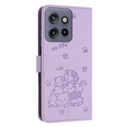Embossed Kitten Phone Leather Case with Lanyard, For Motorola Moto S50 / Edge 50 Neo, For Motorola Moto G35, For Motorola Moto G55, For Motorola Moto G04 / G24 / G04s