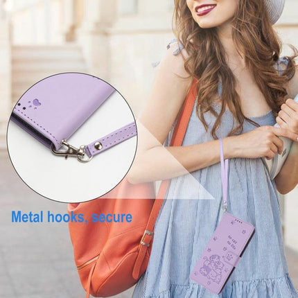 Embossed Kitten Phone Leather Case with Lanyard, For Motorola Moto G Play 4G 2024, For Motorola Moto G Power 5G 2024, For Motorola Moto G84, For Motorola Edge 40 Neo