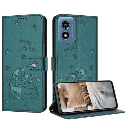 Embossed Kitten Phone Leather Case with Lanyard, For Motorola Moto G Play 4G 2024, For Motorola Moto G Power 5G 2024, For Motorola Moto G84, For Motorola Edge 40 Neo