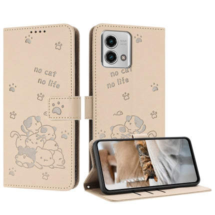 Embossed Kitten Phone Leather Case with Lanyard, For Motorola Moto G14, For Motorola Moto G Stylus 2023 4G, For Motorola Edge 40