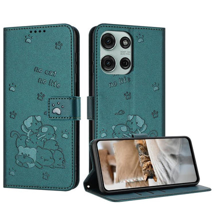 Embossed Kitten Phone Leather Case with Lanyard, For Motorola Edge 70 5G, For Motorola Moto G06 4G, For Motorola Moto G86 5G, For Motorola Moto G56 5G
