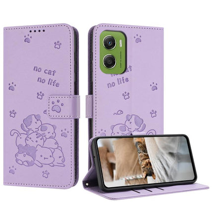 Embossed Kitten Phone Leather Case with Lanyard, For Motorola Edge 70 5G, For Motorola Moto G06 4G, For Motorola Moto G86 5G, For Motorola Moto G56 5G