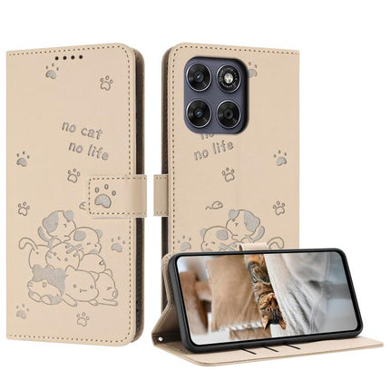 Embossed Kitten Phone Leather Case with Lanyard, For Motorola Moto G17 / G17 Power 4G, For Motorola Moto G67 / G77 5G, For Motorola Edge 70 Fusion 5G, For Motorola Moto G67 Power / G57 Power