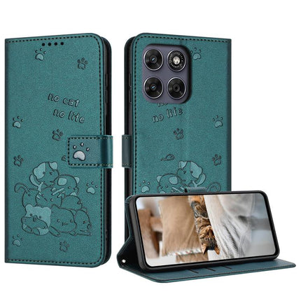 Embossed Kitten Phone Leather Case with Lanyard, For Motorola Moto G17 / G17 Power 4G, For Motorola Moto G67 / G77 5G, For Motorola Edge 70 Fusion 5G, For Motorola Moto G67 Power / G57 Power
