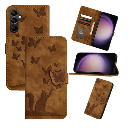 Butterfly Cat Embossing Flip Leather Phone Case, For Samsung Galaxy S26 5G, For Samsung Galaxy S25 FE 5G, For Samsung Galaxy S25 5G, For Samsung Galaxy S25+ 5G