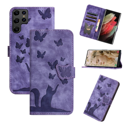Butterfly Cat Embossing Flip Leather Phone Case, For Samsung Galaxy S25 Ultra 5G