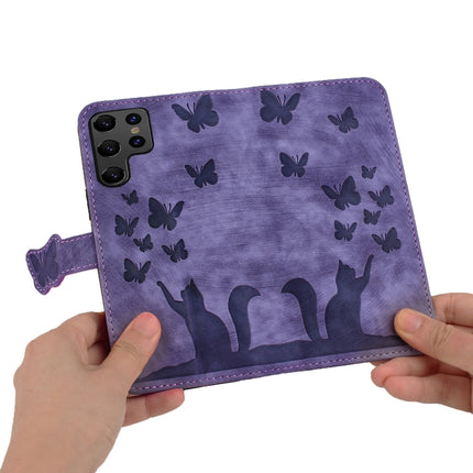 Butterfly Cat Embossing Flip Leather Phone Case, For Samsung Galaxy S25 Ultra 5G
