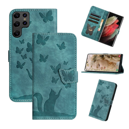 Butterfly Cat Embossing Flip Leather Phone Case, For Samsung Galaxy S25 Ultra 5G