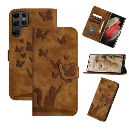 Butterfly Cat Embossing Flip Leather Phone Case, For Samsung Galaxy S25 Ultra 5G