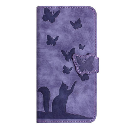 Butterfly Cat Embossing Flip Leather Phone Case, For Samsung Galaxy S26 5G, For Samsung Galaxy S25 FE 5G, For Samsung Galaxy S25 5G, For Samsung Galaxy S25+ 5G